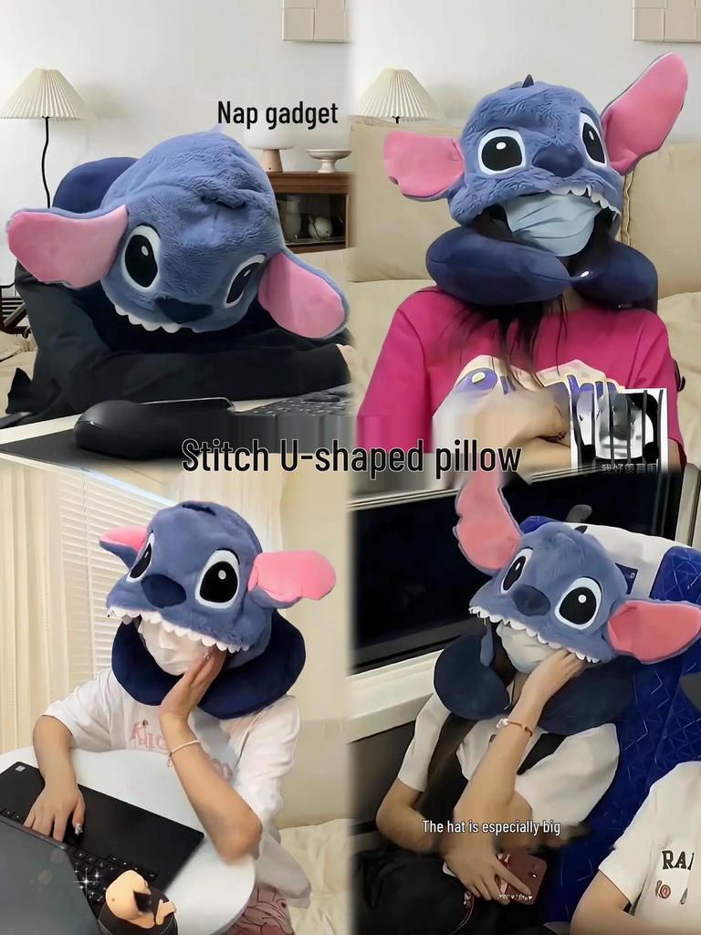 Cartoon Hooded Neck Support Plush Pillow & Toy – Portable Travel Comfort