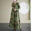 Kleid in verschiedenen Farben, Urlaubsstil, Reise, Rundhalsausschnitt, Vintage, fleischbedecktes langes Kleid aus Baumwolle und Hanf