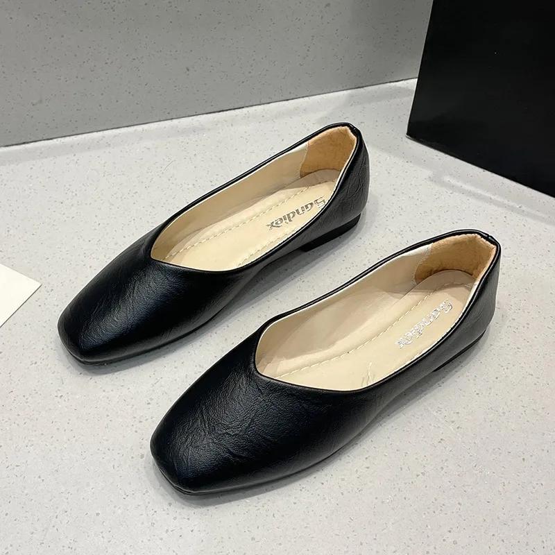 Damenschuhe  Hohe Qualität Slipper Damen Ballerinas Mode Eckige Zehenpartie Lässige flache Schuhe  Übergröße Flach Niedrige Absätze