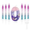 7pcs Girls Purple Mermaid Party Number 0-9 Cake Candles, 2.76 Inch Birthday Candle, Cake Topper Decoration for Birthday Party