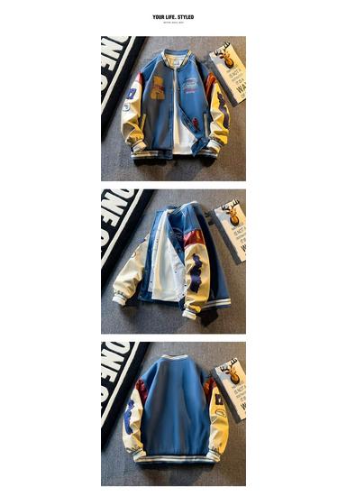 Men's 2023 Trendy Baseball Jacket: Spring/Autumn Style with Towel Embroidery – Versatile for Couples