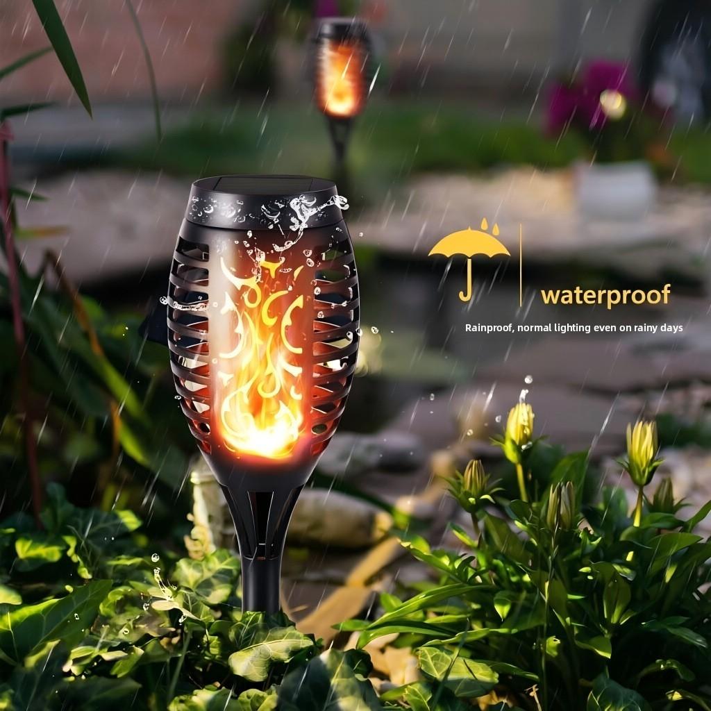 Solar Flame Torch Light With 12 Led For Garden And Patio Outdoor Decor