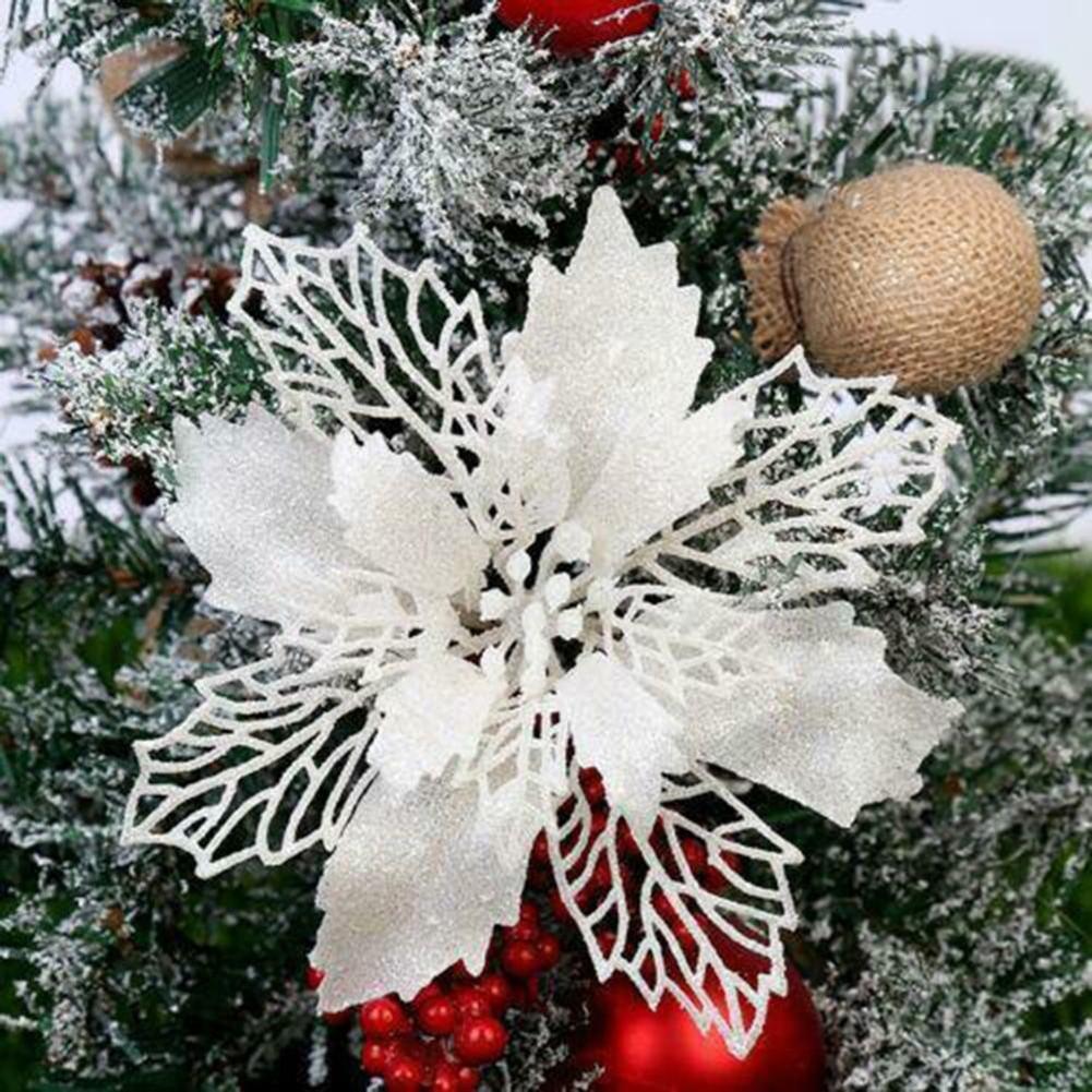 

Sparkling Christmas Flower Tree Hanging Xmas Party Decor 15X Artificial Glitter