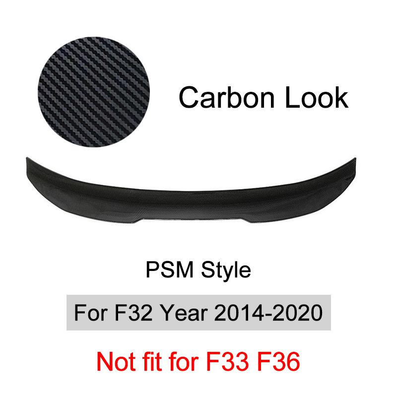 Per BMW Serie 4 F32 F33 F36 2014-2020 Fibra di Carbonio Lip Paraurti Posteriore Spoiler Baule Kit Ala Coda Stile MP M4 PSM Nero Lucido