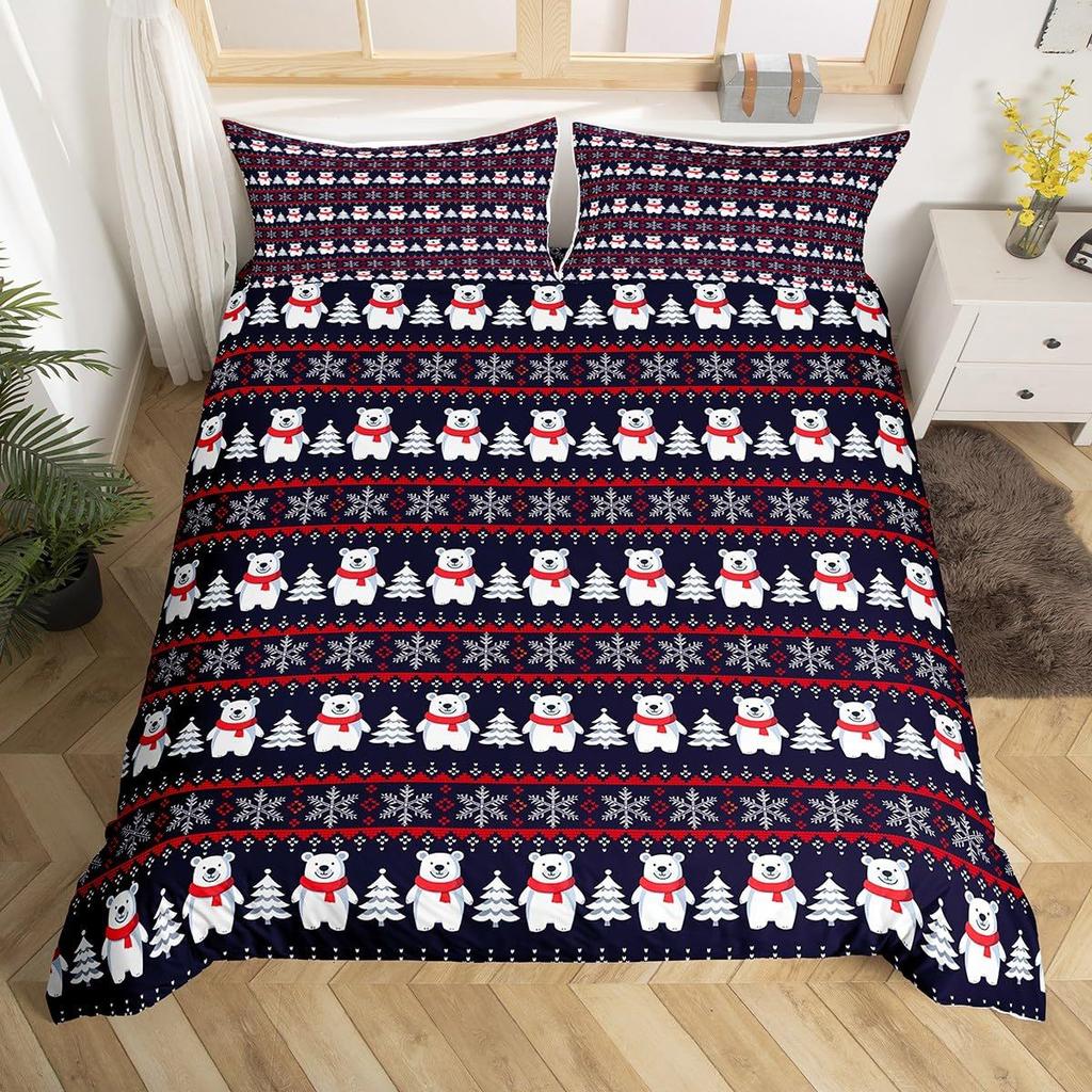 Christmas Car Down Comforter Set Bedding Set 3-piece Duvet Cover Set