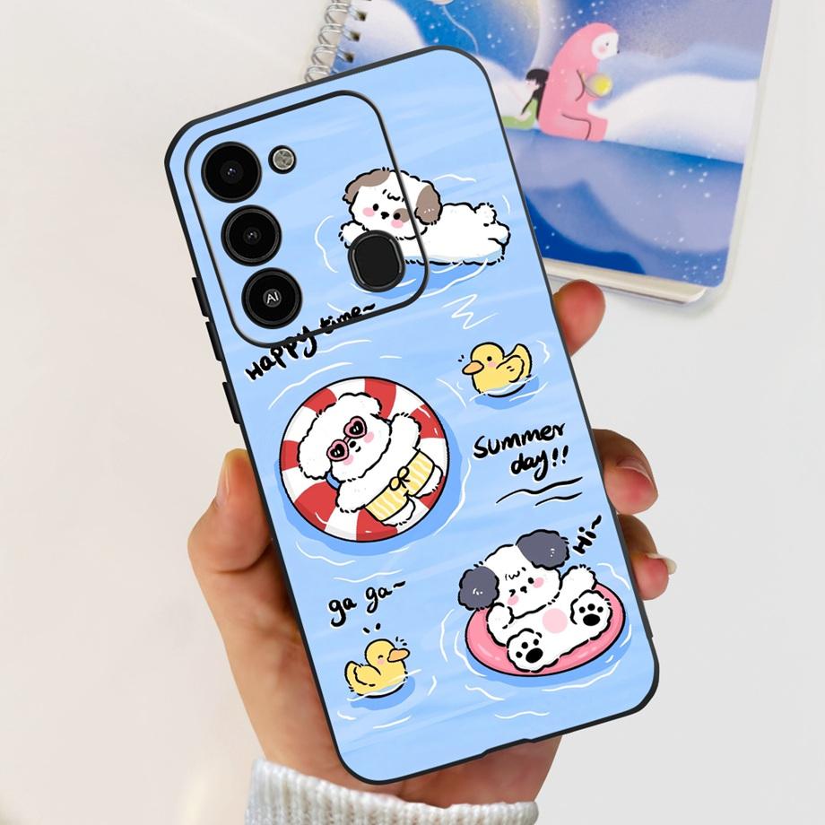 For Tecno Spark 8C 2022 Back Case Soft Silicone Bumper Flower Butterfly Print Phone Coque Capa For Tecno KG5k, KG5j, KG5n Cover
