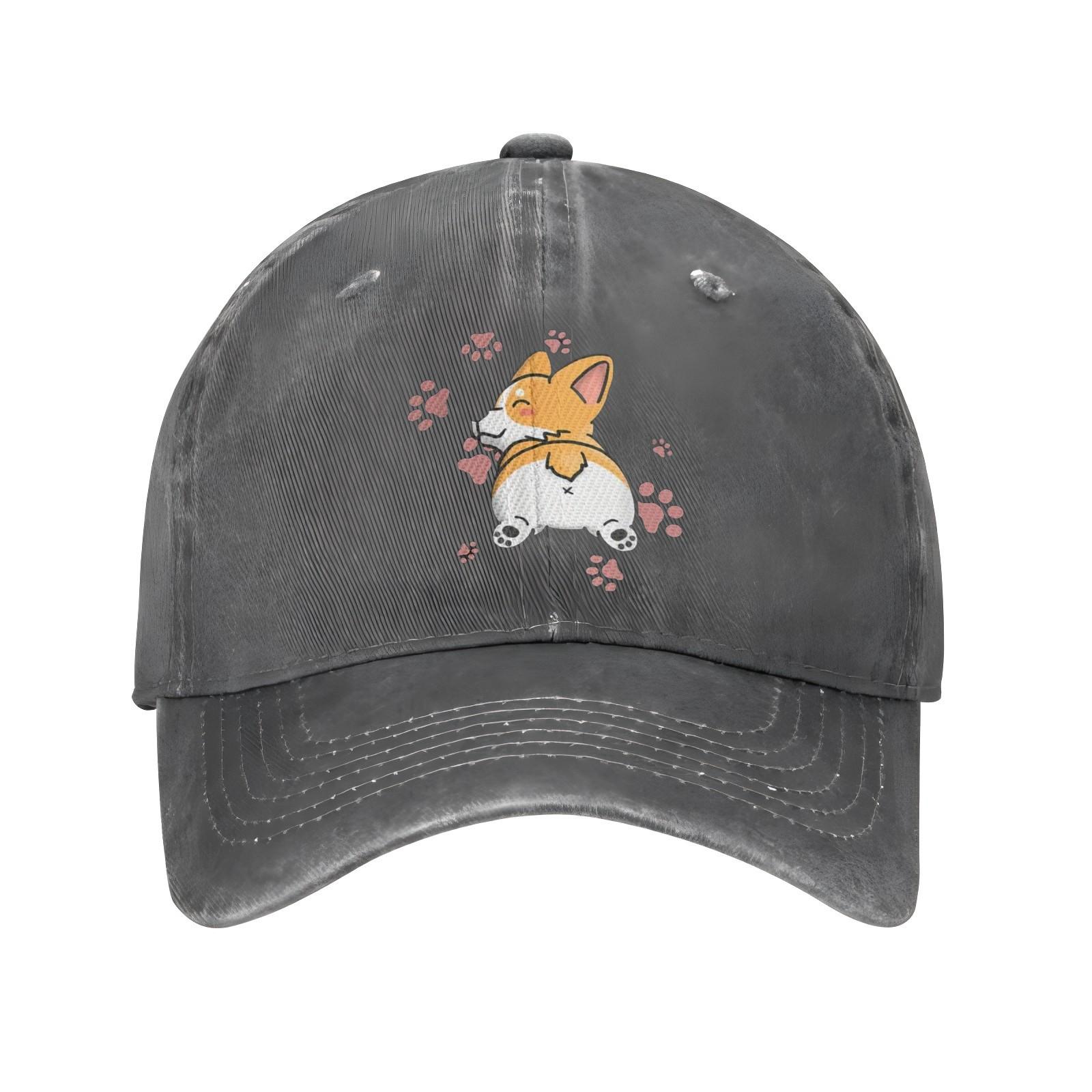 

Corgi Butt Pink Paw Print Baseball Cap Unisex Cotton Adjustable Casual Streetwear Outdoor Hat One Size