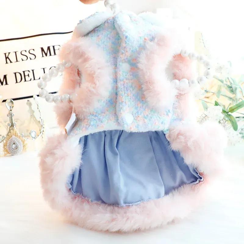 Luxury Dog Clothes Warm Princess Pet Dress Coat Symphony Fragrance Traction Dog Clothes for Small Dogs