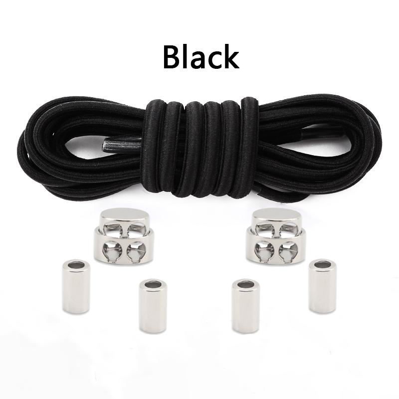 1Pair/2Pair New Metal Buckle Laces Unisex Quick-On/Off Shoelaces Oval Elastic Shoelace for Sneakers and Boots