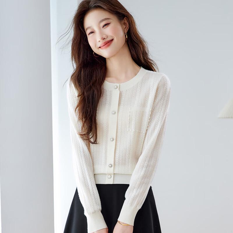 Women's Designer Beaded Wool Blend Knit Top