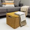 Handmade Imitation Rattan Storage Basket for Organizing Clothes, Snacks, Toys, and Books In Living Room - Large Capacity.