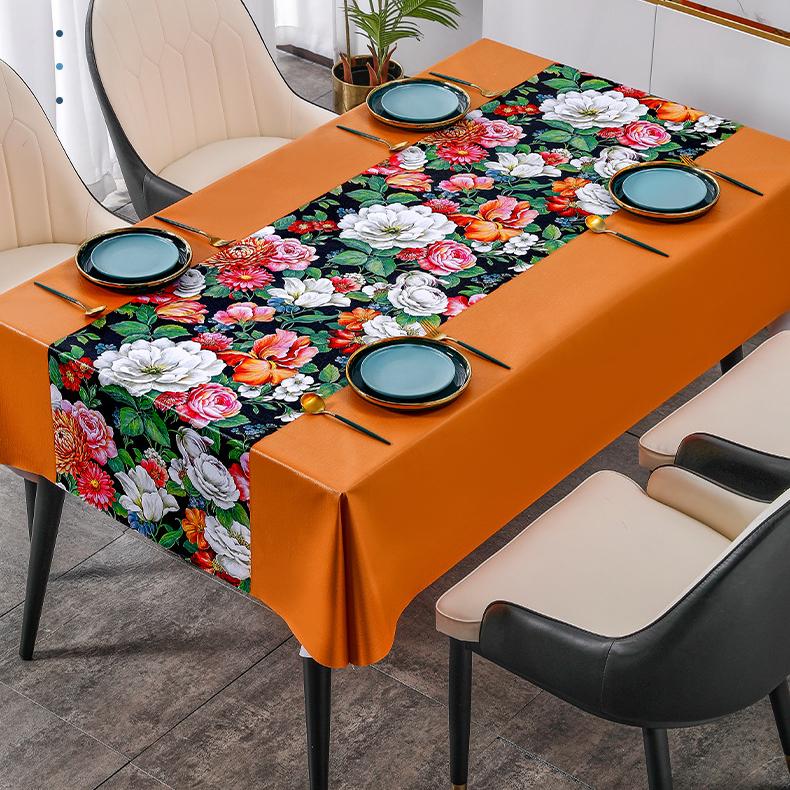 Colorful American Tablecloth, Waterproof, Oil Resistant, and Scald Resistant Rectangular Tea Tablecloth, PVC Table Mat