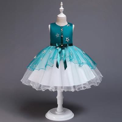 Girls Summer Mesh Dress Skirt Runway Princess Skirt Middle Large Children Host Performance Tutu Skirt Breathable Party Formal Outfit
