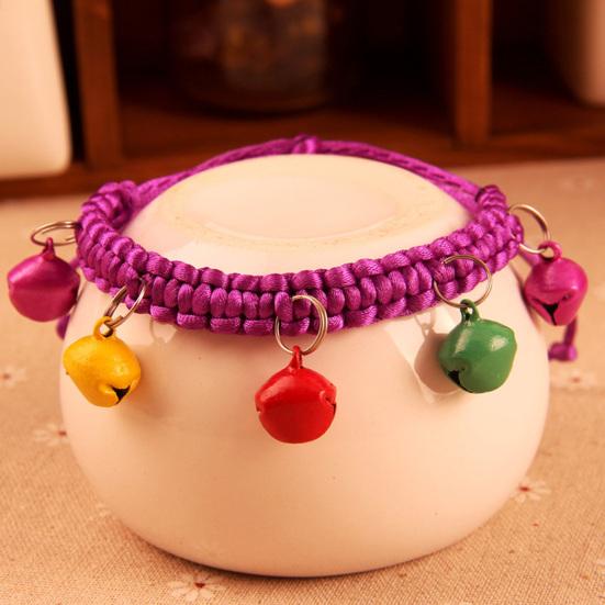 Necklace Adjustable Abrasion Resistance with Bells Woven Rope Pet Collar for Dods