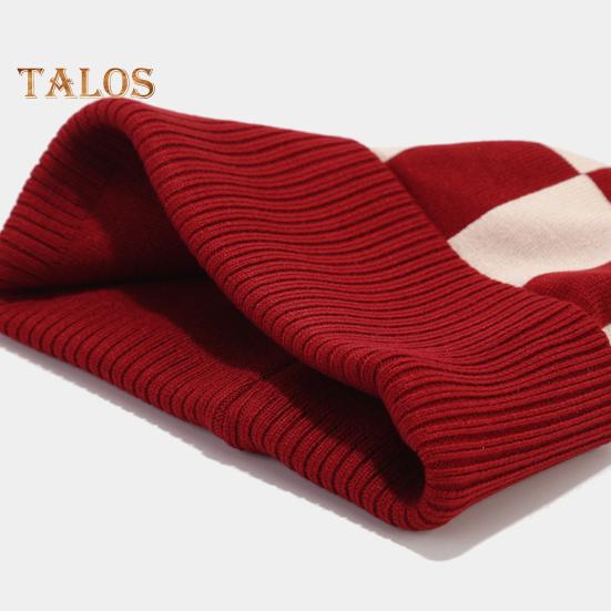 3 st/set Unisex Vintermössa Halsduk Handskar Set Förtjockad Varm Mössa Rutigt Tryck Elastiska Pekskärmshandskar Vindtät Vinter Utomhus Cykling Kupolhatt