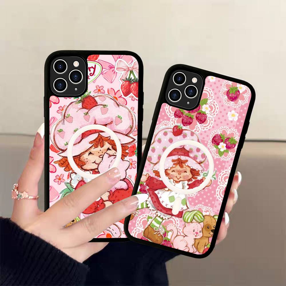 Animated S-Strawberry S-Shortcake Magnetic Matte Phone Case For IPhone 16 17 15 14 13 12 11 For Magsafe Wireless Charge Cover
