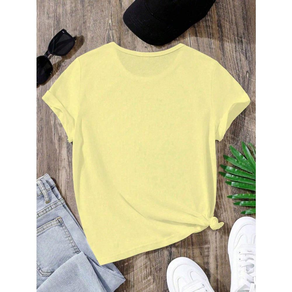 Cartoon Smiley Face Print Short-sleeved T-shirt Casual and Versatile Style Suitable for Children's Outings and Daily Wear