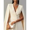 Fall Women's Double Breasted Shawl Cape Solid Color Blazer Dress, Daily Outfit Crossborder Female Clothing