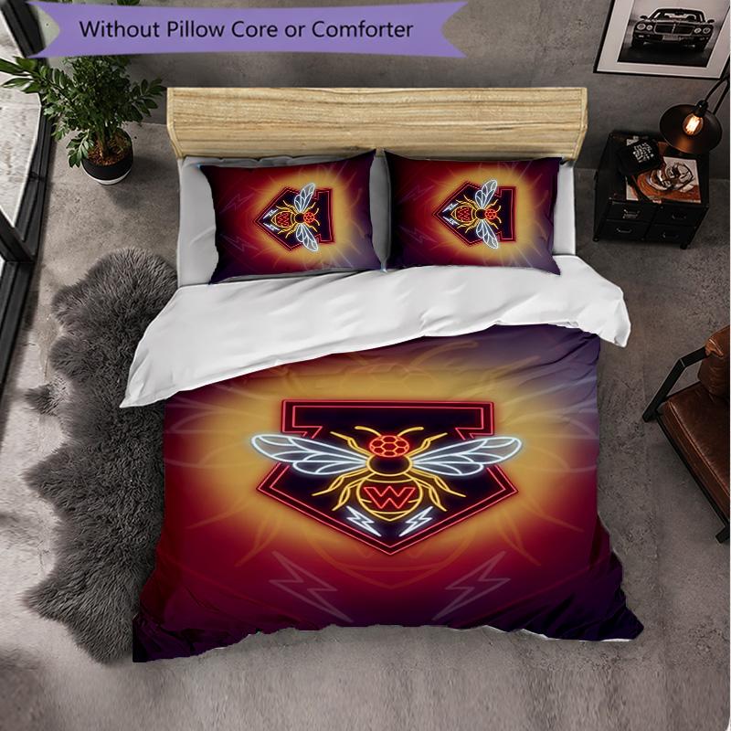 Watford Football 3 Piece Bedding Set Soft Duvet Cover Set with Pillowcases Printed Bedroom Decor Set for Home