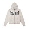 Mens Oversized Hooded Zip-Up Sweatshirt With Rhinestone Letter Print Cotton Streetwear