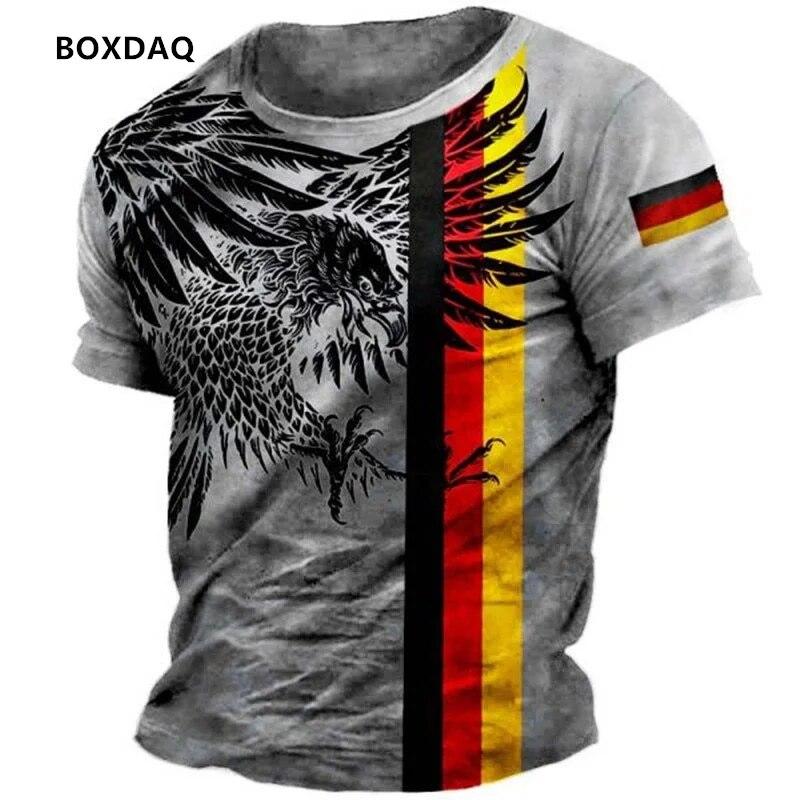 German Flag Men's Fashion T-Shirts Short Sleeve Eagle 3D Print Street Male T Shirt 6XL Plus Size Man Clothing Loose Casual Tops