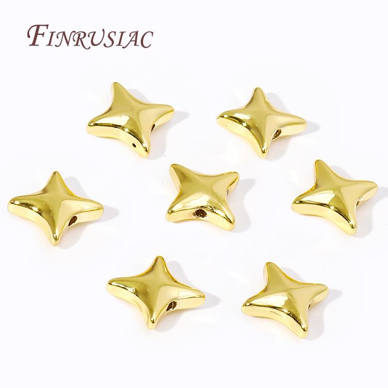 9mm 18K Gold Plated Stern Perlen Abstandshalter Perlen DIY Zubehör, Trenner Für Perlen, Schmuckherstellung Zubehör