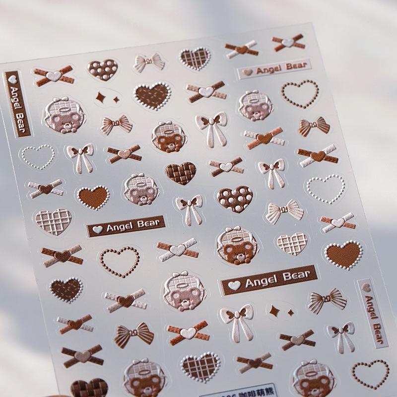 1pcs 5D Fashion Cartoon Mini Bow Nail Art Stickers Red Black White Ribbon Nail Decorations Decals DIY Nail Accessories