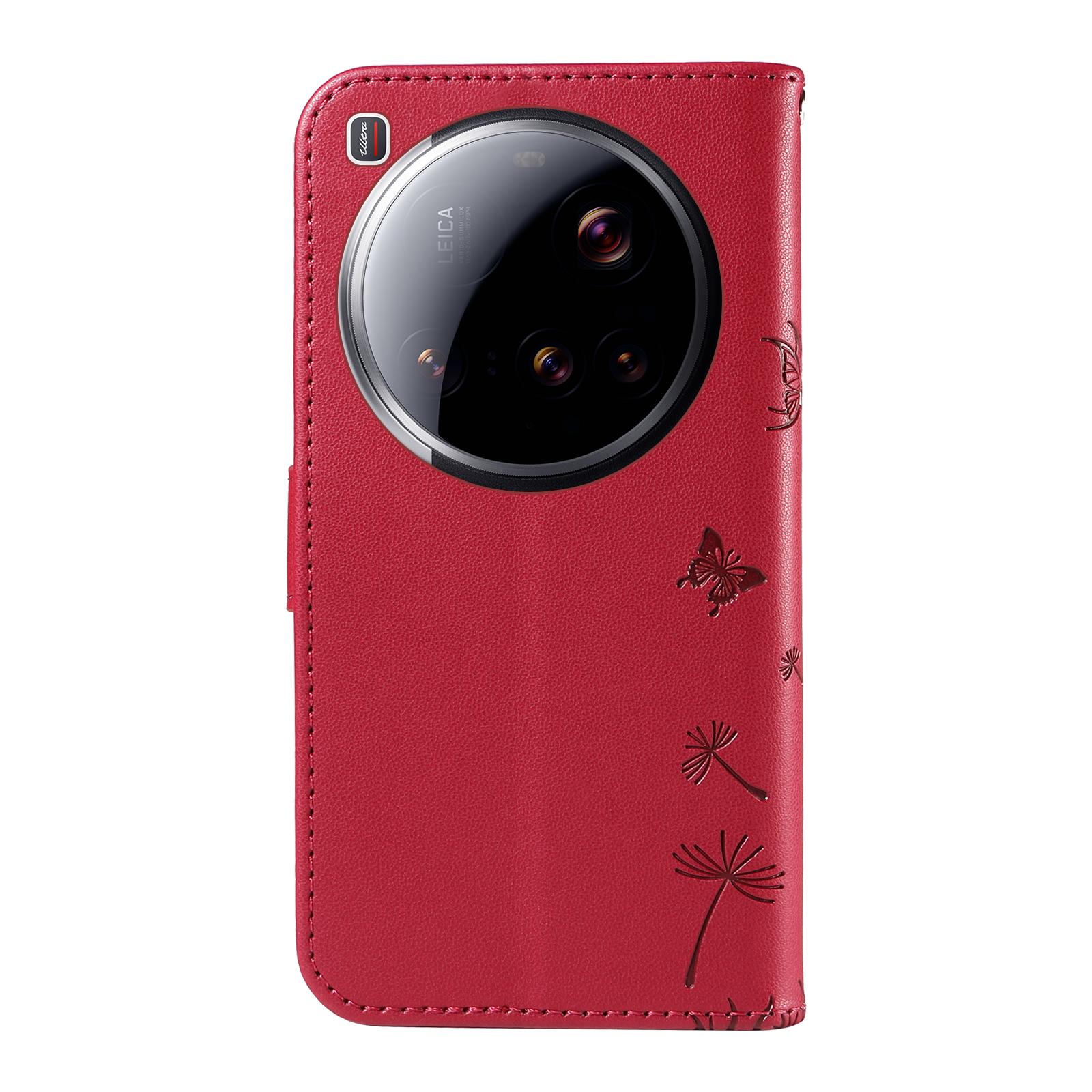 

For Xiaomi 15 Ultra Leather Wallet Case with Strap Dandelion Imprint Phone Stand Cover Sky Blue