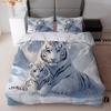 3Pcs Bedding Featuring A White Tiger Design - Duvet Cover With Blue-Eyed White Tiger And Two Pillowcases -For Bedroom Decor