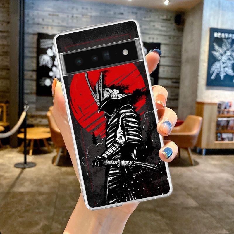 Phone Case For Google Pixel 9 8 7 6 9A 8A 7A 6A 5 4 5A 4A 3A Pro XL Soft Clear TPU Transparent Cover Japanese Samurai Art