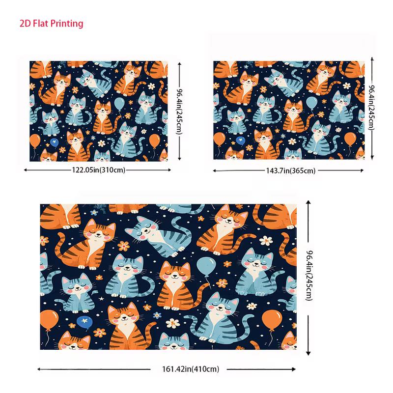 2D Cheerful Cat Tapestry, Cute Kittens for Kids Room Decor