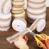 Burlap Fabric Ribbon Natural Wrapping Wired Jute Lace Crafts Roll Floral Sided for Home Wreath Wedding Christmas Decoration
