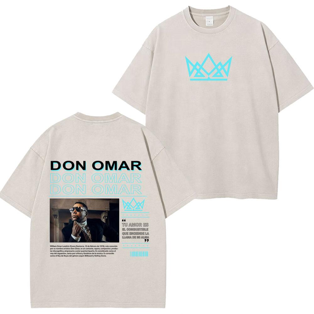 Rapper Don Omar Album Print Tshirts Unisex Women Fashion Tshirts Shortsleeved Loose Casual Cotton Vintage Washed Tshirts Tops