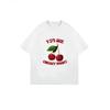 Oversized T Shirt Black Cherry Print With You Are Cherry Smart Text Casual Streetwear For Women