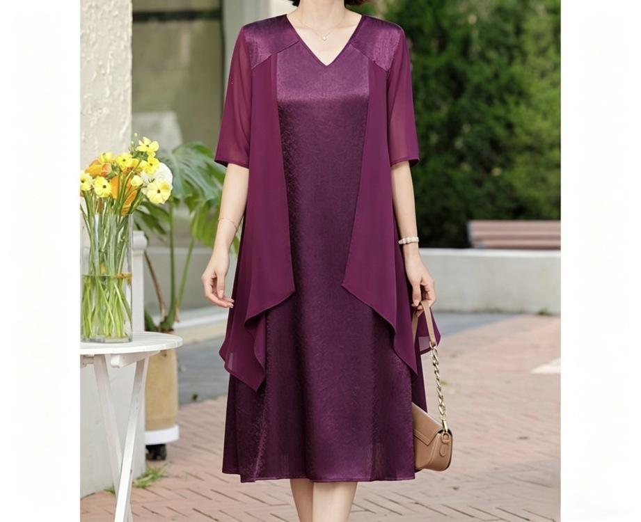 Summer new fashion foreign style Korean version design temperament medium sleeve dress women's clothing