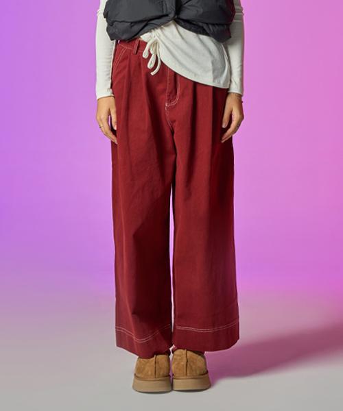 KOLEAT [Fleece-Lined Ver.] Wide Cotton Stitch Pants [Red] Kcl.