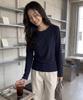 BASIC HOUSE Women'S Slim Fit Spandex Long Sleeve T-Shirt Navy Lats0208