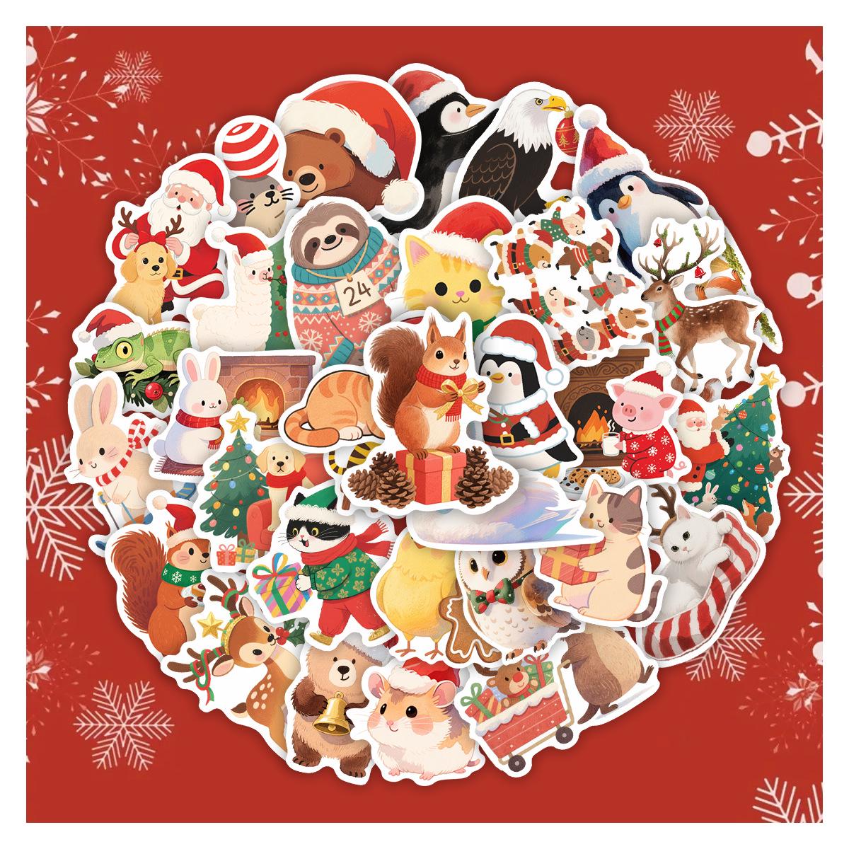 50 Sheets of Cute Christmas Cartoon Animal Stickers for Kids Scrapbooking, Notes & Stationery None