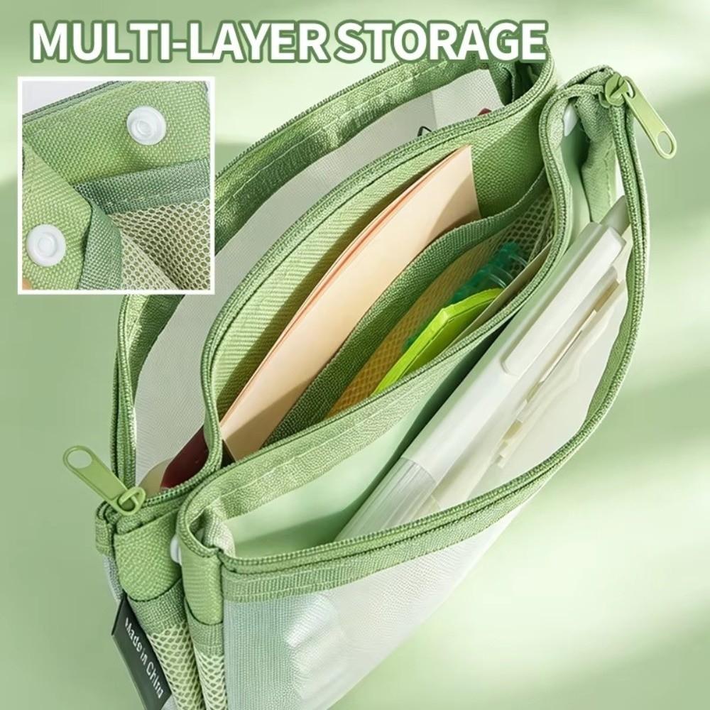 Double Layer Stationery Bag Foldable Pen Bag Durable Makeup Storage Bag  Gift