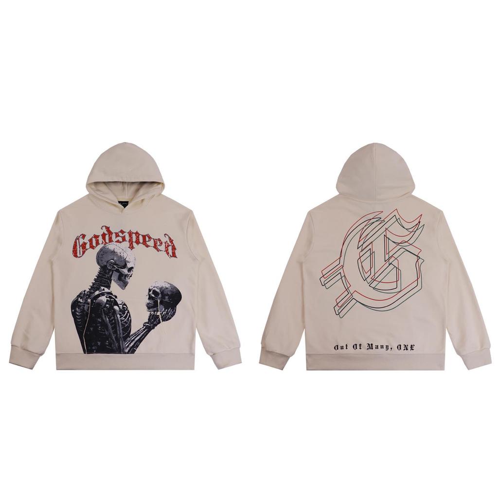 American Trendy GD Rock Retro Distressed Hoodie - Autumn/Winter Fashion