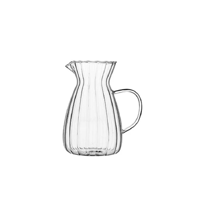 Classic Glass Tea Pitcher Transparent Handle Milk Coffee Cup Heat-Resisting High Borosilicate Glass Coffee Pot Fruit Juice Water Jug