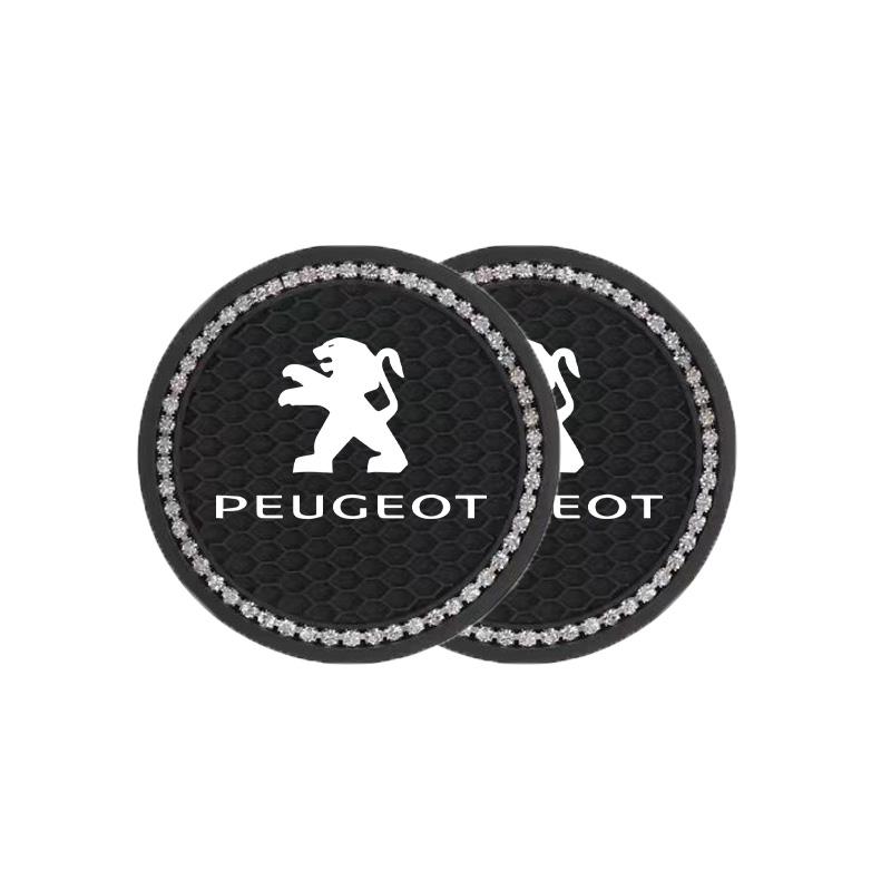 2Pcs Leather Coaster Anti-noise Water Cup Pad Cushion For Peugeot For VW GTI Polo Golf MK7 Passat B6 B8 Tiguan ID.3 Jetta T-ROC. D444