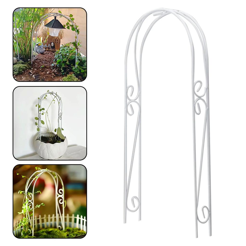 1PC Miniature White Iron Arch Mini Garden Doll House Archarched Door Scale Model Mini Ornaments Simulation Scene Models Stand