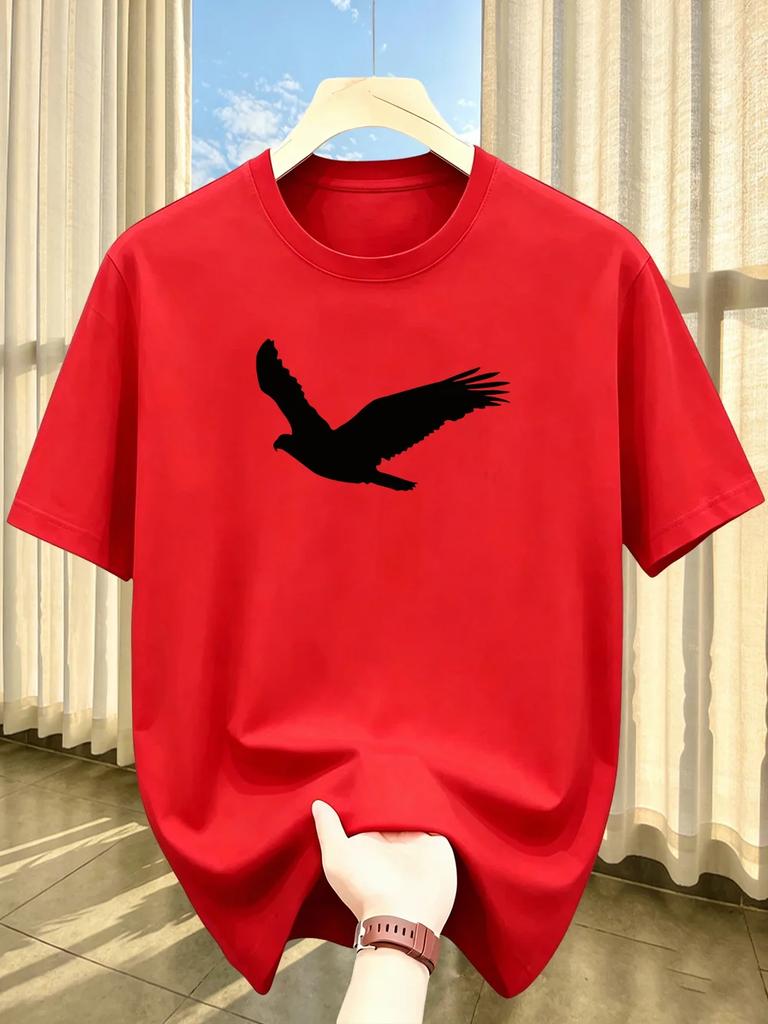 Unisexs Summer Quick Drying Material Eagle Pattern Print Fashionable Sports and Casual Loose Round Neck Short Sleeved Tshirt Top