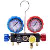 4 Way AC Gauge - AC Manifold Gauge Set for R134A R22 R12 R410A Refrigerant, Freon Gauges with 5ft Hoses, Couplers, Can Tap Works On Car Auto Freon