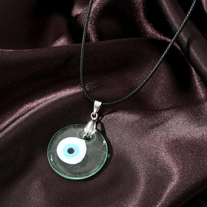 Color Glass Blue Evil Eyes Pendant Necklace Women Men Round Turkish Lucky Eye