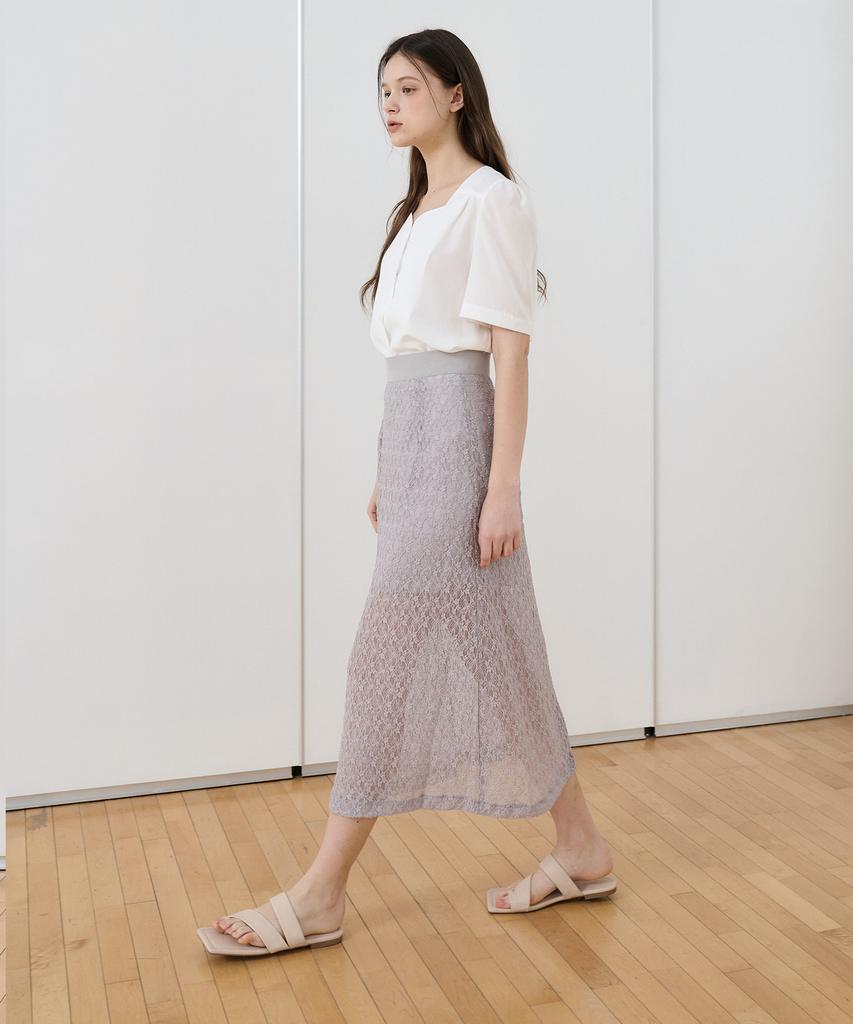 Bye Bye Seop Lace Skirt Gray [T52]