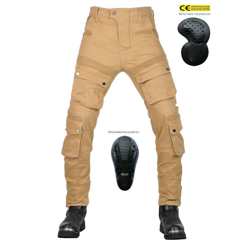 Mens Motorcycle Riding Pants Multi-pocket Workwear Denim Racing Fall Protection