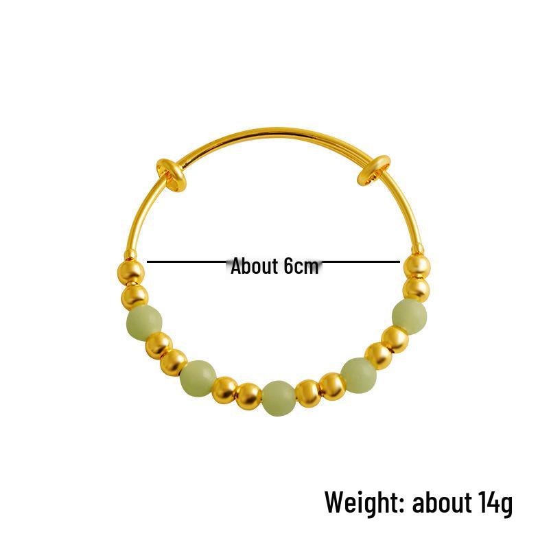 Brățară reglabilă cu mărgele de jad Kuaishou: Brățară de Bun Augur pentru Femei în Stilul „National Tide”, cu Meșteșuguri Ingenioase