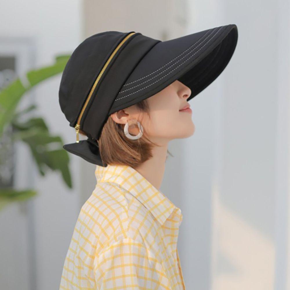 Ladies Travel Empty Top Cycilng Solid Color Bucket Hat Women Cap Removable Sun Hat Fisherman Hat